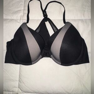 Victoria's Secret Black and Gray Racerback Push-Up Bra
